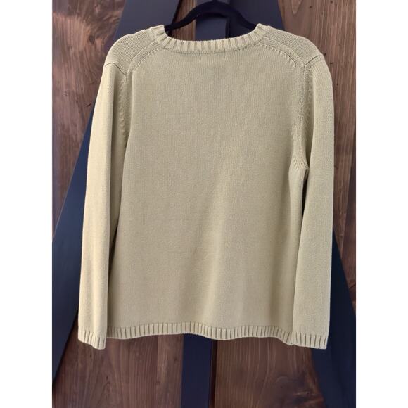 90s Eddie Bauer Sweater V Neck, Relaxed Fit, Slit Slides, Spring Green, Size XL - Picture 2 of 7